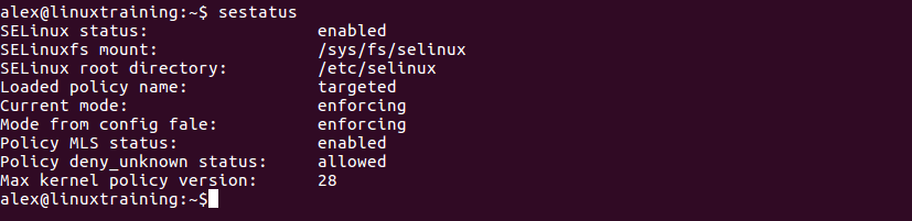 Проверить состояние SELinux